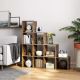 Bibliotecă treptată, 10 rafturi, maro rustic, PAL rezistent