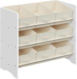 Mobilier organizator jucării copii, 9 cutii, MDF alb, 62,5x