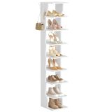 Pantofar vertical cu 9 rafturi și cârlige, alb modern