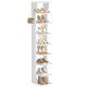 Pantofar vertical cu 9 rafturi și cârlige, alb modern