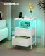 Noptieră modernă cu LED, USB și două sertare, albă, 39,6x30x