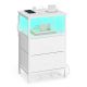 Noptieră modernă cu LED, USB și două sertare, albă, 39,6x30x