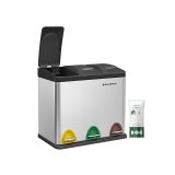 Coș inox pentru sortarea deșeurilor, 3 compartimente, 24L