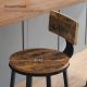 Set 2 scaune de bar industriale, maro rustic, oțel și lemn,