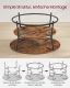 Masă cafea rotundă, două rafturi, stil industrial rustic