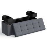 Bancă pliabilă cu spațiu depozitare, catifea gri, 300 kg