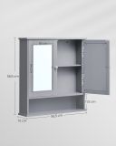 Dulap baie gri cu oglindă, MDF, 58,5x56,5x13 cm