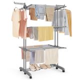 Uscător de rufe pliabil pe roți, oțel inoxidabil, gri, 41 kg
