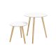 Set de măsuțe de cafea minimaliste, alb/lemn, 2 bucăți