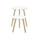 Set de măsuțe de cafea minimaliste, alb/lemn, 2 bucăți