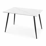 Masă de sufragerie albă, blat din ceramică 140 x 80 cm