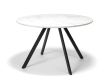 Masă rotundă de sufragerie de 120 cm, albă, pentru 4–5 perso