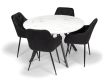 Masă rotundă de sufragerie de 120 cm, albă, pentru 4–5 perso