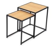 Set de 2 măsuțe auxiliare, finisaj natural, structură neagră