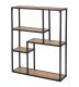 Raft metalic deschis cu rafturi cu aspect de lemn, 91x75x20