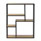 Raft metalic deschis cu rafturi cu aspect de lemn, 91x75x20