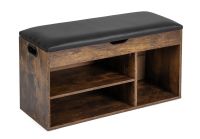 Dulap pentru pantofi cu bancă, negru/maro, 80 x 44 x 30 cm