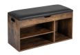 Dulap pentru pantofi cu bancă, negru/maro, 80 x 44 x 30 cm