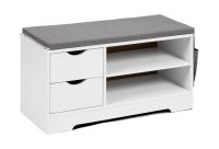 Dulap pentru pantofi cu bancă, alb/gri, 80 x 43 x 30 cm