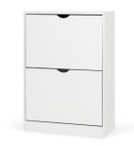 Dulap pentru pantofi cu ușă rabatabilă, 2 etaje, alb, 82 x 6
