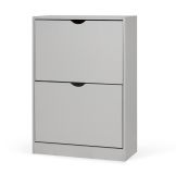 Dulap pentru pantofi cu ușă rabatabilă, 2 etaje, gri, 82 x 6