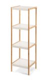 Raft din bambus cu 4 rafturi, alb, 110 x 33 x 34 cmv
