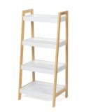 Raft din bambus cu 4 rafturi, alb, 85 x 39 x 29 cm