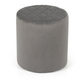 Taburet rotund din catifea gri, 36x33 cm, design modern