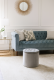 Taburet rotund din catifea gri 40x40 cm, design modern