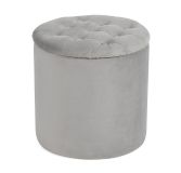 Taburet rotund din catifea gri 40x40 cm, design modern