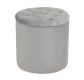 Taburet rotund din catifea gri 40x40 cm, design modern