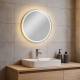 Oglindă LED rotundă 70 cm, aluminiu, lumină reglabilă, touch