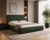 Pat tapițat verde închis 190x214 cm, catifea, design modern