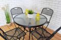 Masă de grădină ZWMT Ø 80 cm metal cu blat din sticlă