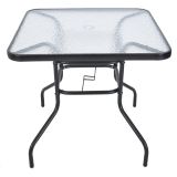 Masă de grădină ZWMT, 80 x 80 cm, metal cu blat din sticlă