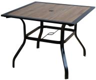 Masă de grădină neagră cu blat polywood, structură metalică,