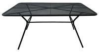 Masă metalică pentru terasă, blat tip plasă, 160x90 cm, negr