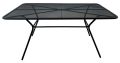 Masă metalică pentru terasă, blat tip plasă, 160x90 cm, negr