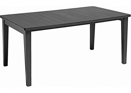 Masă de grădină din plastic FUTURA antracit, imitație lemn,