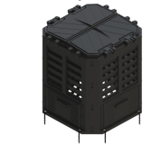 Composter de plastic pentru grădină, negru, 360 l